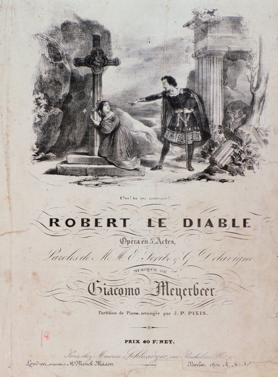 Frontispice av Robert le diable, opera av Meyerbeer (1800-tallet) av Unknown artist