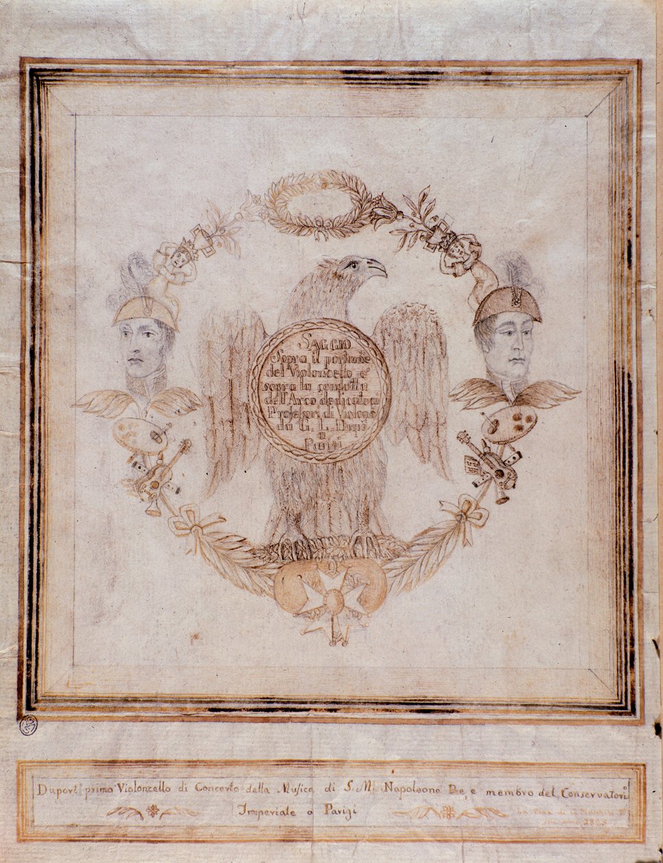 Frontispice av et essay om cello av Jean Louis Duport av Unknown artist