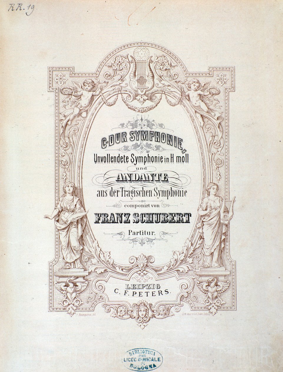 Frontispice av musikalsk partitur av Unfinished symfoni av Franz Schubert av Unknown artist