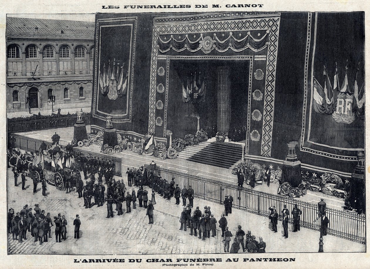 Funeral of Sadi Carnot (1837-1894), former French president, at the Pantheon in Paris. Arrival of the funeral tank. Engraving in “” Le Parisien”” av Unknown artist