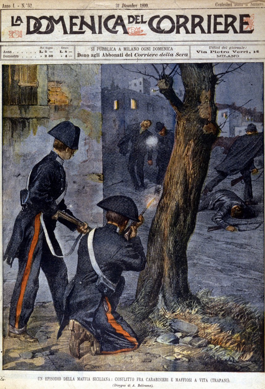 Skyting mellom carabinieri og mafia i regionen Trapani på Sicilia i 1899 av Unknown artist