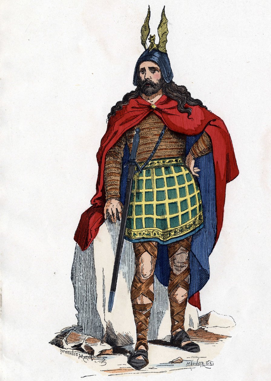 Gallisk leder under det romerske herredømmet - i "The Civil and Military Costumes of the French through the Centuries Paris F. Roy 1882". av Unknown artist