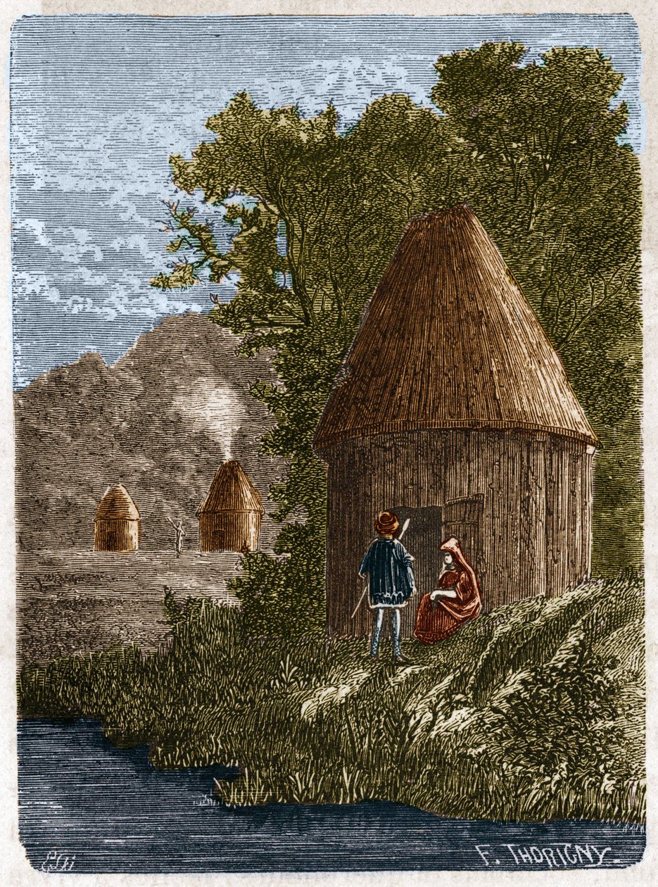 Gauloise hus. 1800-talls gravering. av Unknown artist