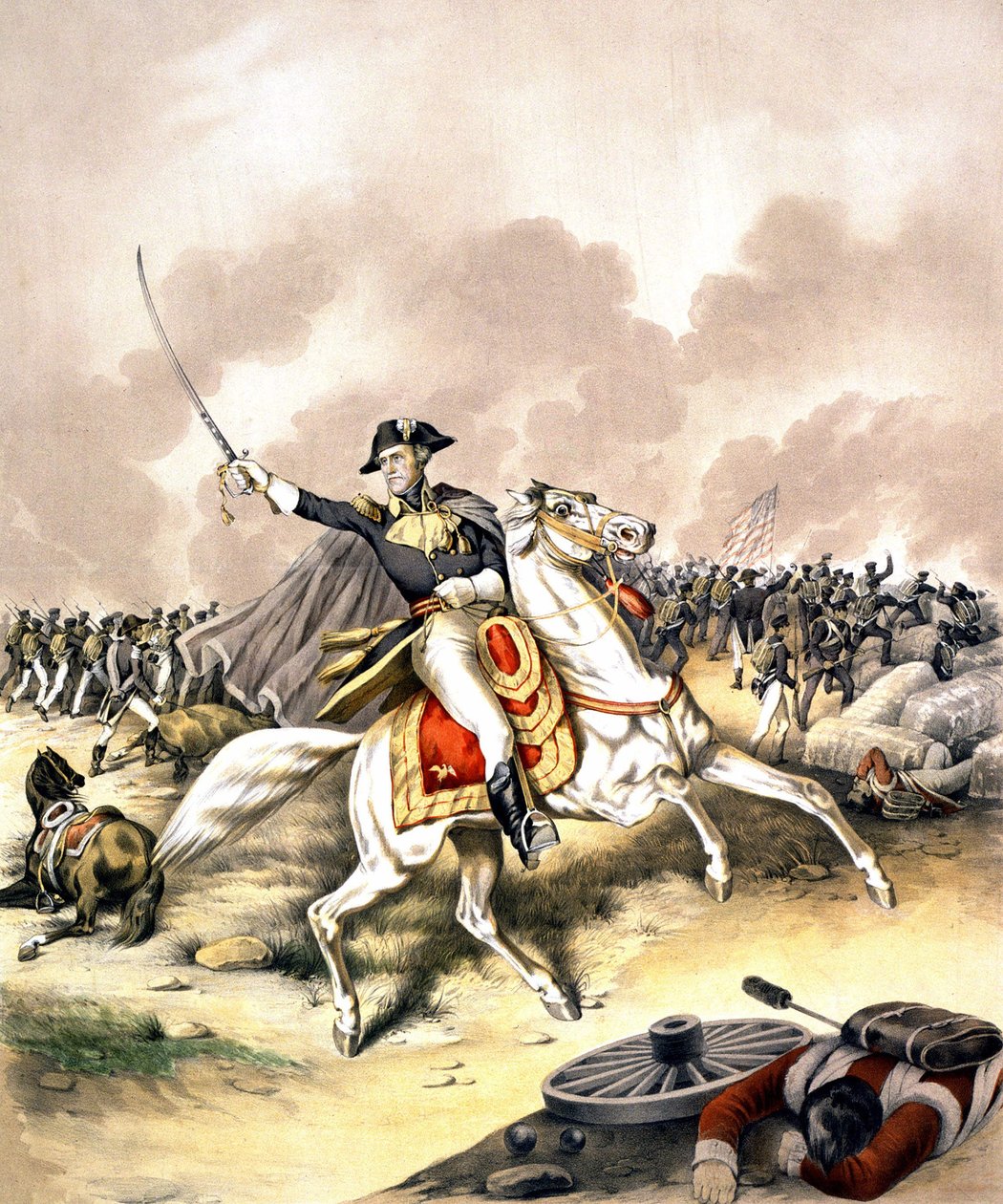 General Andrew Jackson (1767 - 1845) at the Battle of New Orleans in 1812. av Unknown artist