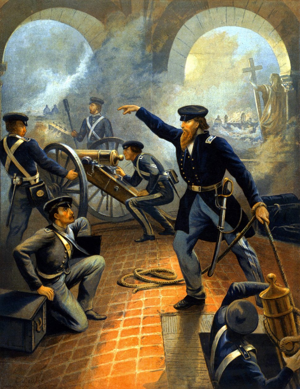 General Grant (1822 - 1885) under kapitulasjonen av Mexico City (Mexico-krigen: 1845 - 1848) - gravering mellom 1860-1870. av Unknown artist