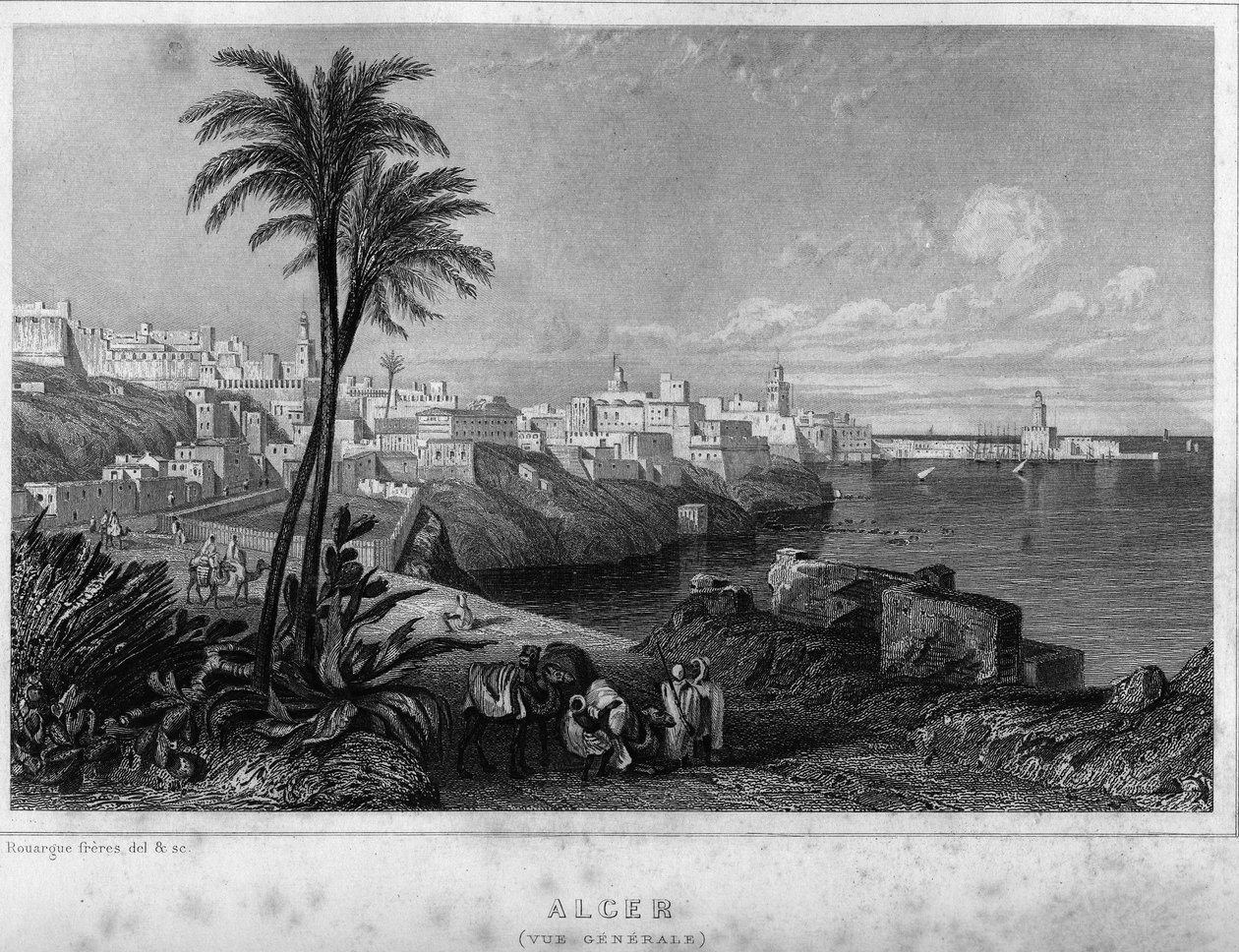 Generelt syn på Alger på 1800-tallet, i "" Algerie ancienne et moderne"" av Leon Galibert av Unknown artist