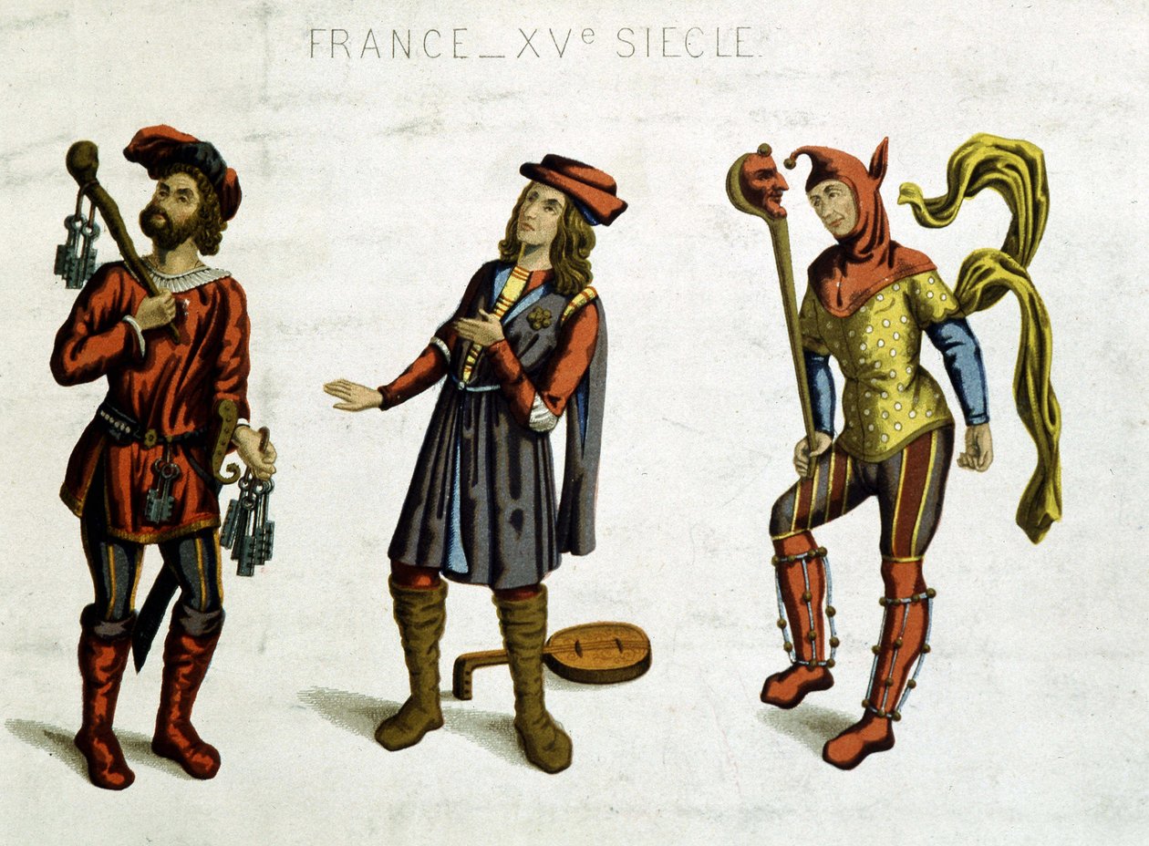 Geolier, minestrel og gal, fra en makaber dans av Unknown artist