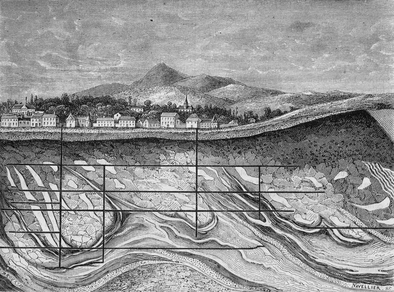 Geologisk del av feltene i Wieliska (eller Wieliczka), Polen. av Unknown artist