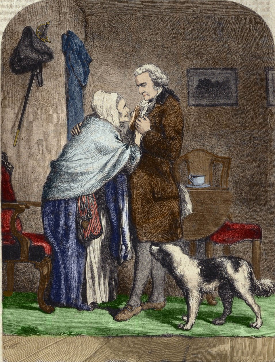 George Washington (1732-1799), valgt president i USA, hilser på sin mor før han drar. av Unknown artist