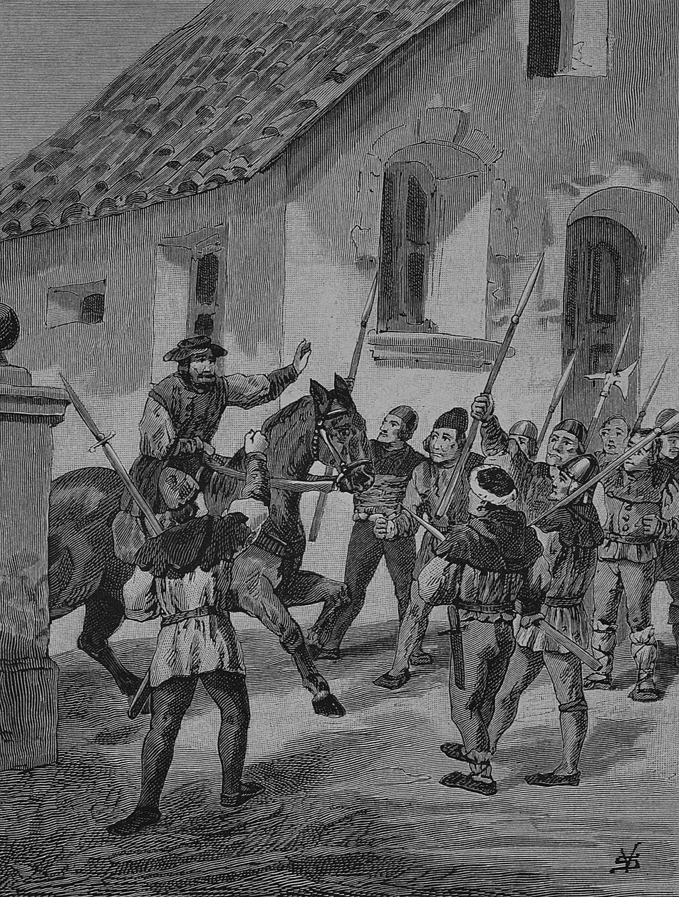 Den tyske bondekrigen (1524-1526): Feuerbacher og de myteriske bøndene, Matern Feuerbacher var en leder for bøndene i bondekrigen av Unknown artist