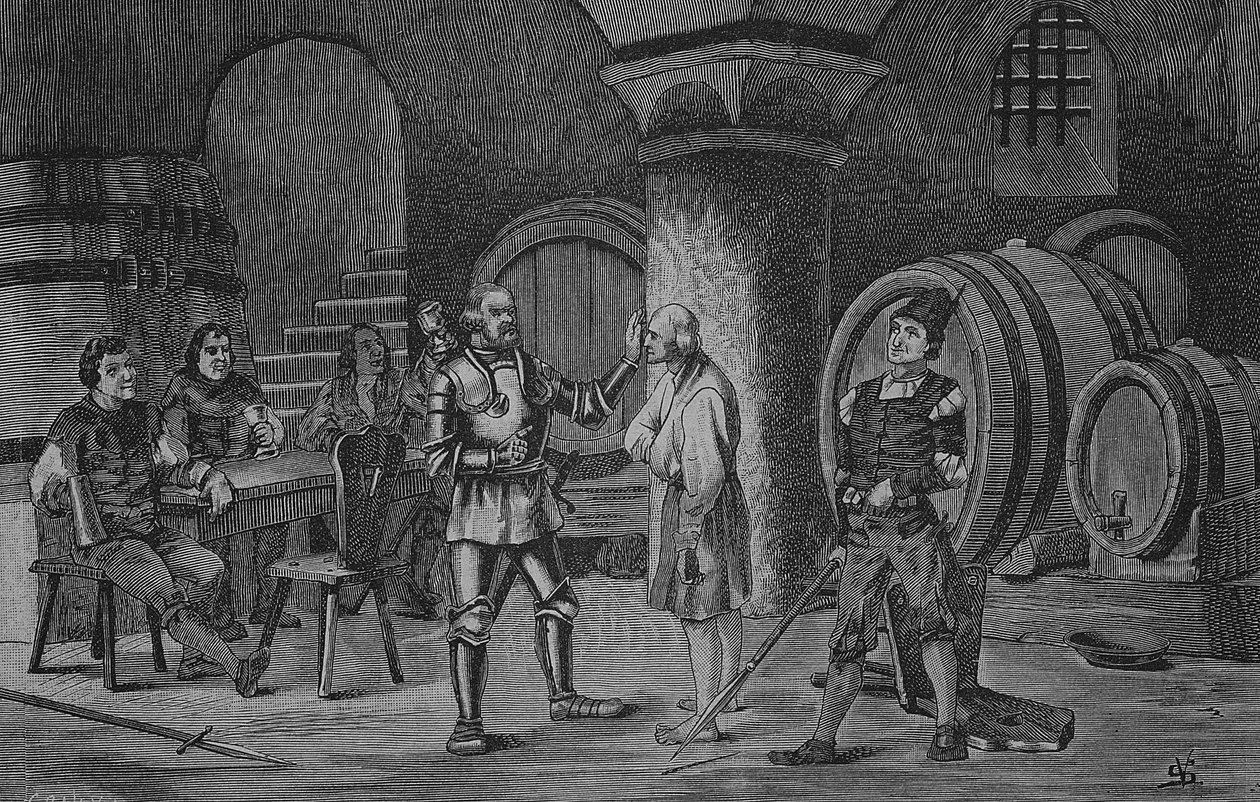 Den tyske bondekrigen (1524-1526): Goetz von Berlichingen i klosteret til Amorbach av Unknown artist
