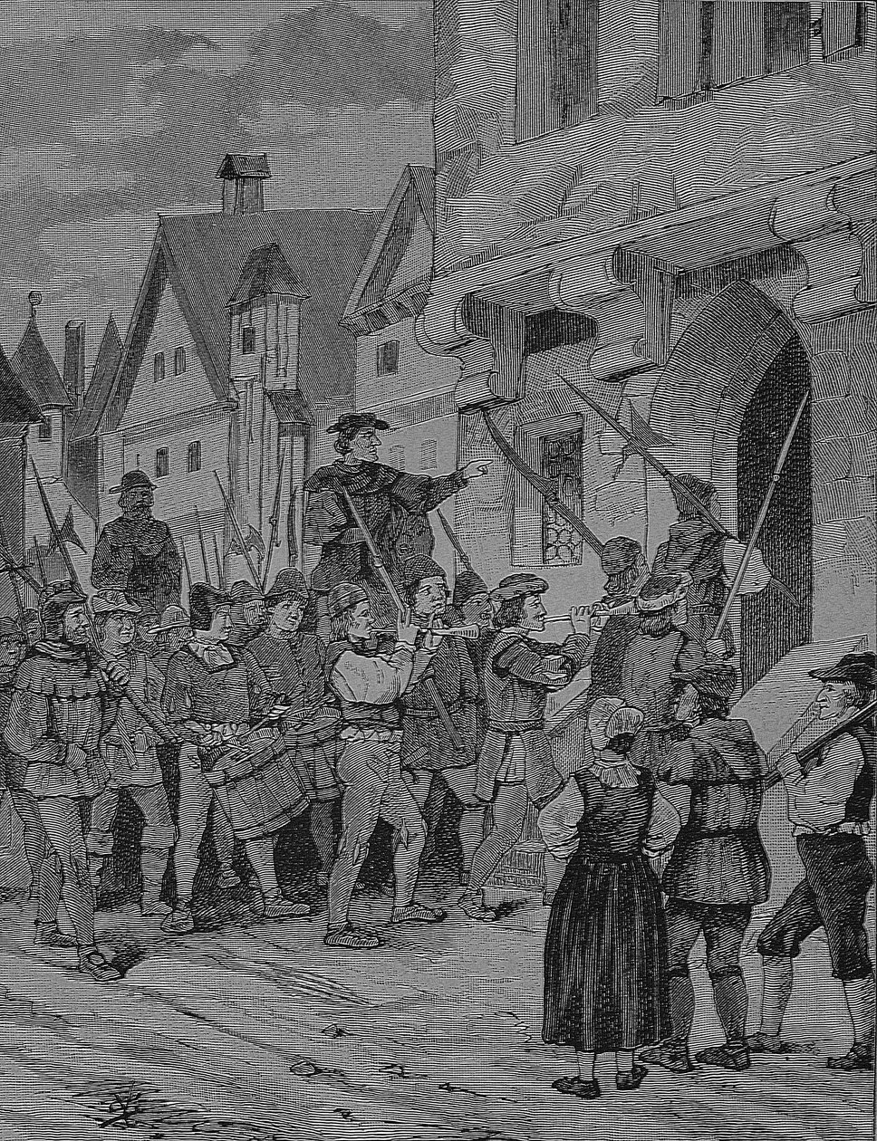 Den tyske bondekrigen (1524-1526): Orenbach, bønder, Rotenburg, Bayern, Tyskland av Unknown artist
