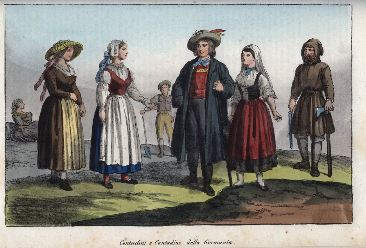 German peasants - engraving from “” Usi e Costumi di Tutti i Popoli dell
