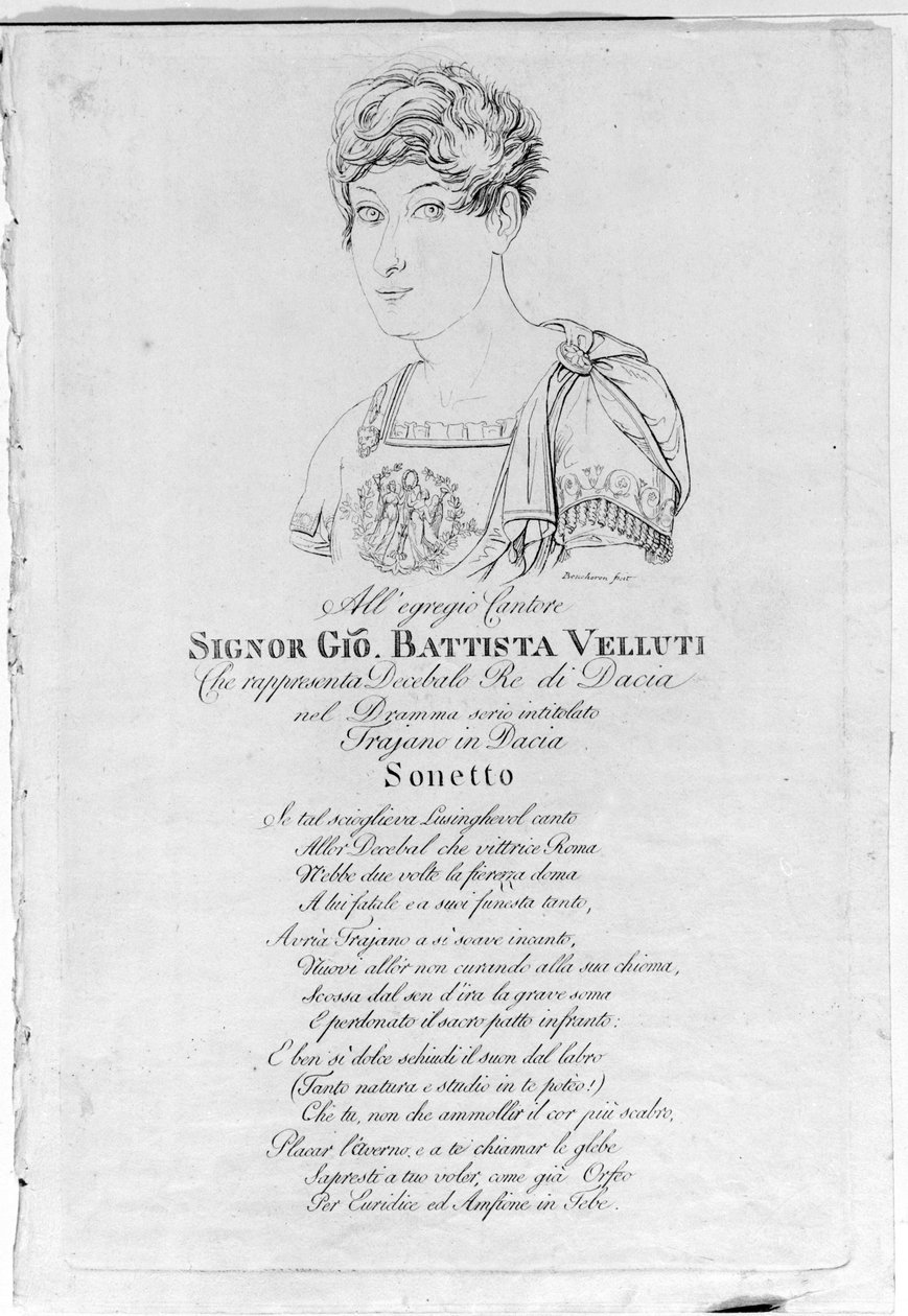 Giovanni Battista Velluti (1781-1861), siste kastratopera. av Unknown artist