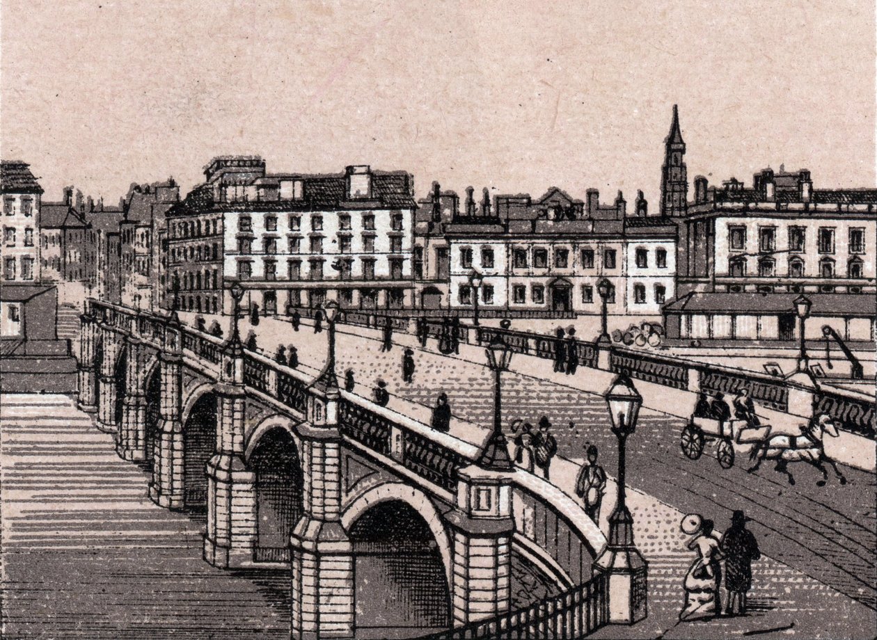 Glasgow, Skottland: utsikt over Broomielaw Bridge. i "" Verden illustrerer 168 visninger"" Udatert (slutten av 1800-tallet) av Unknown artist