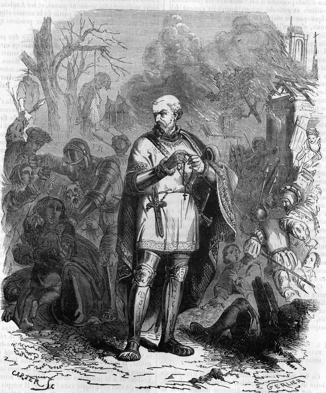 God save us from the paenas of Monsieur the conétable! , The constable of Montmorency around 1548 in military campaign. Engraving of the 19th century. av Unknown artist