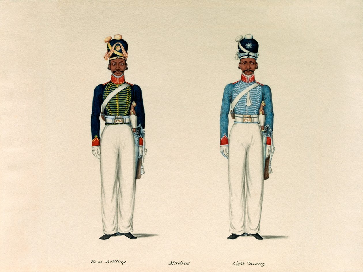 Golundauz, Madras hesteartilleri; og Sowar, Madras Light Cavalry, 1835 ca. av Unknown