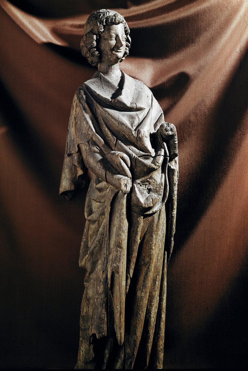 Gotisk kunst: "" Engel"" Treskulptur. 1200-tallet Dim. 72 cm Paris, Louvre-museet av Unknown artist