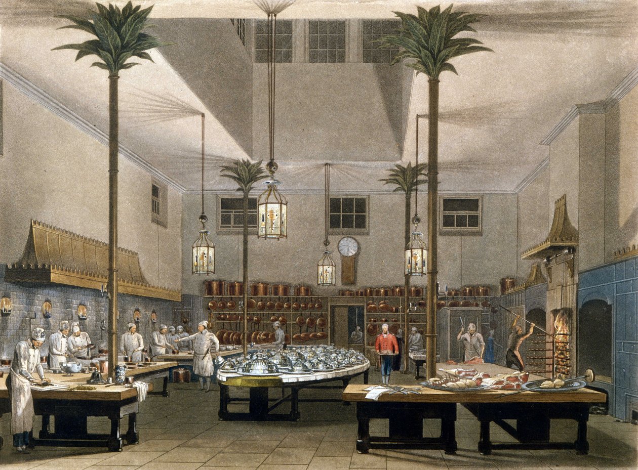 Grand Hotel: kjøkkenene til Great Pavillon Hotel i Brighton. 1850 av Unknown artist