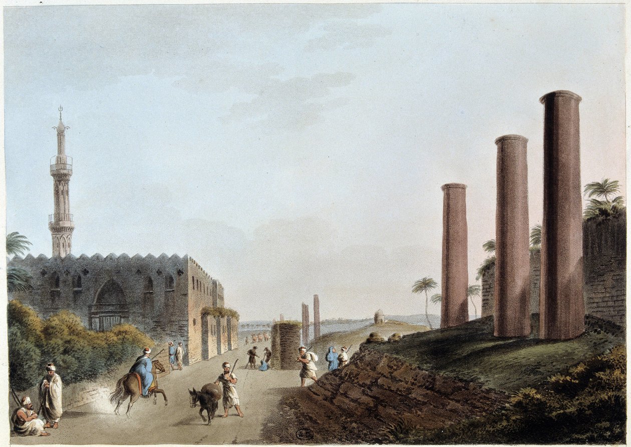 Granittsøyler på portikoen til canopus i det gamle Alexandria - i "Utsikt i Egypt, Palestina og andre deler av det osmanske riket"" av Unknown artist