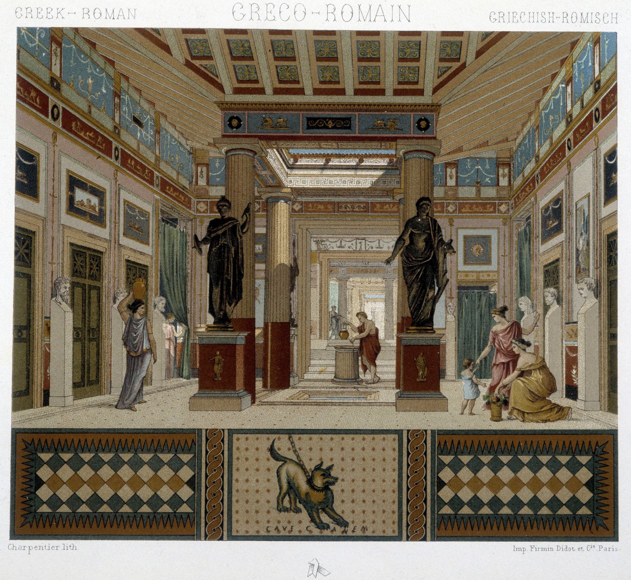 Gresk-romersk habitat i antikken - i "" Den historiske drakten"" av Racinet av Unknown artist