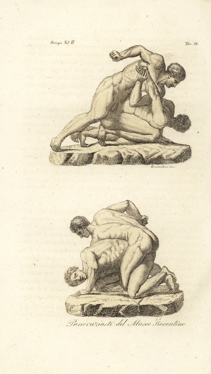 Greske idrettsutøvere som konkurrerer i kampsporten Pankration av Unknown artist