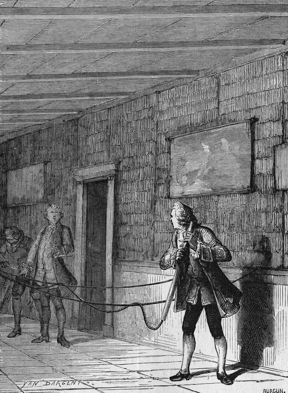 Grey and Wehler discover the spread of electricity along the conductive bodies. In” Album de la Science””, Éditions Jouvet av Unknown artist