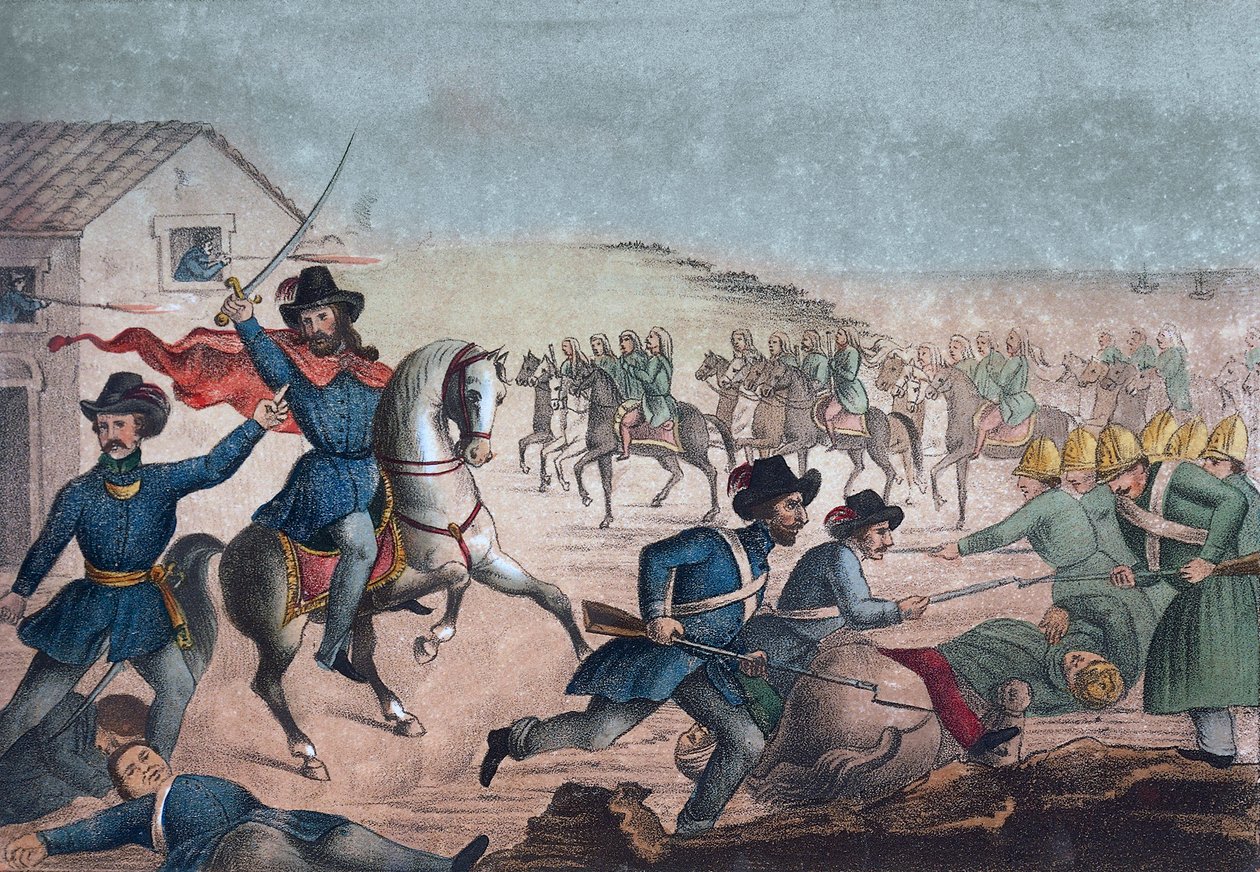 Uruguay – Uruguays borgerkrig: Giuseppe Garibaldi under slaget ved San Antonio i Uruguay 8. februar, av Unknown artist