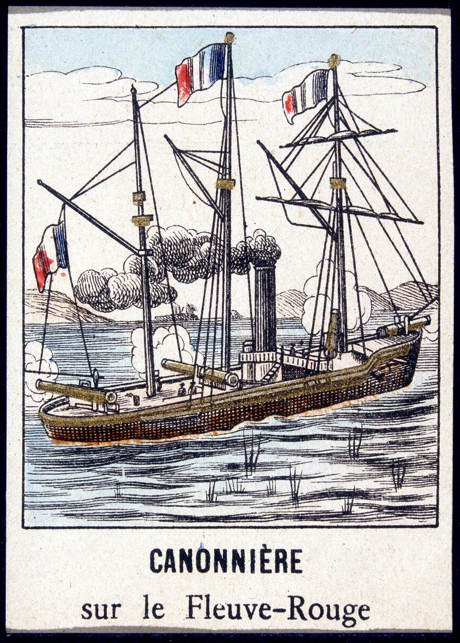 Kanonbåt på Red River, sent på 1800-tallet av Unknown artist