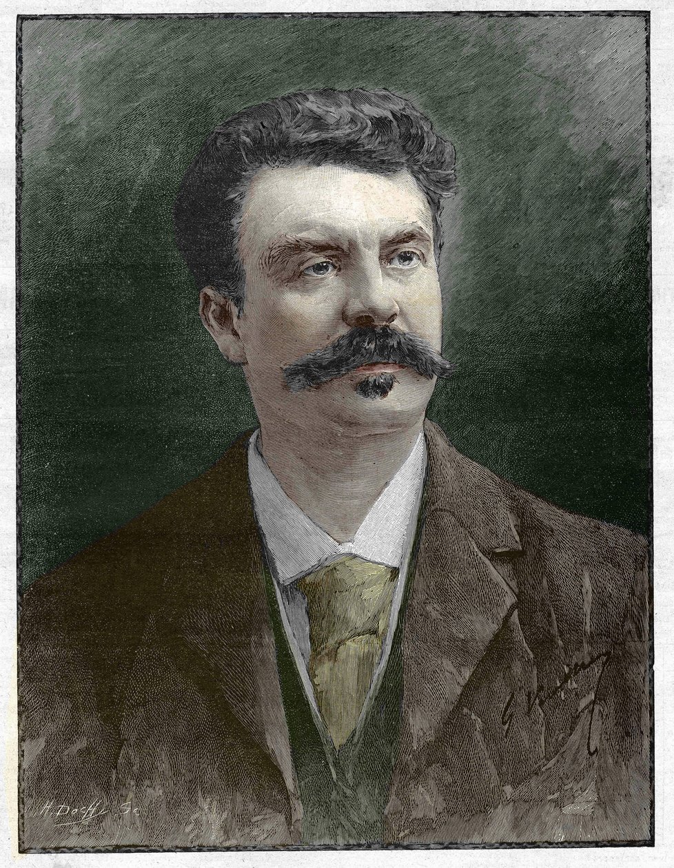 Guy de Maupassant (1850-1893), fransk forfatter. av Unknown artist