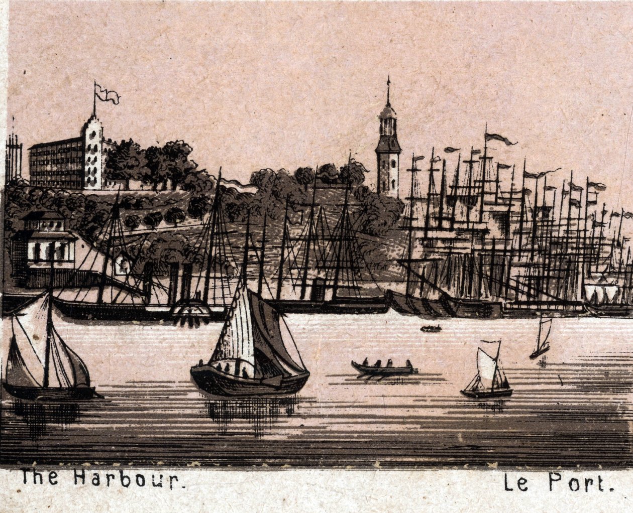 Hamburg (Hamburg), Germany: view of the harbour (Harbour, Harbor). in “” The world illustrates 168 views”” Undated (end of 19th century) av Unknown artist