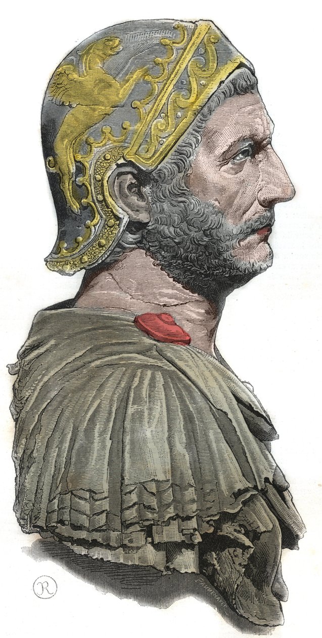 Hannibal - Portrett av Hannibal eller Annibal Barca (ca. 247-183 f.Kr.), karthaginsk general og statsmann av Unknown artist
