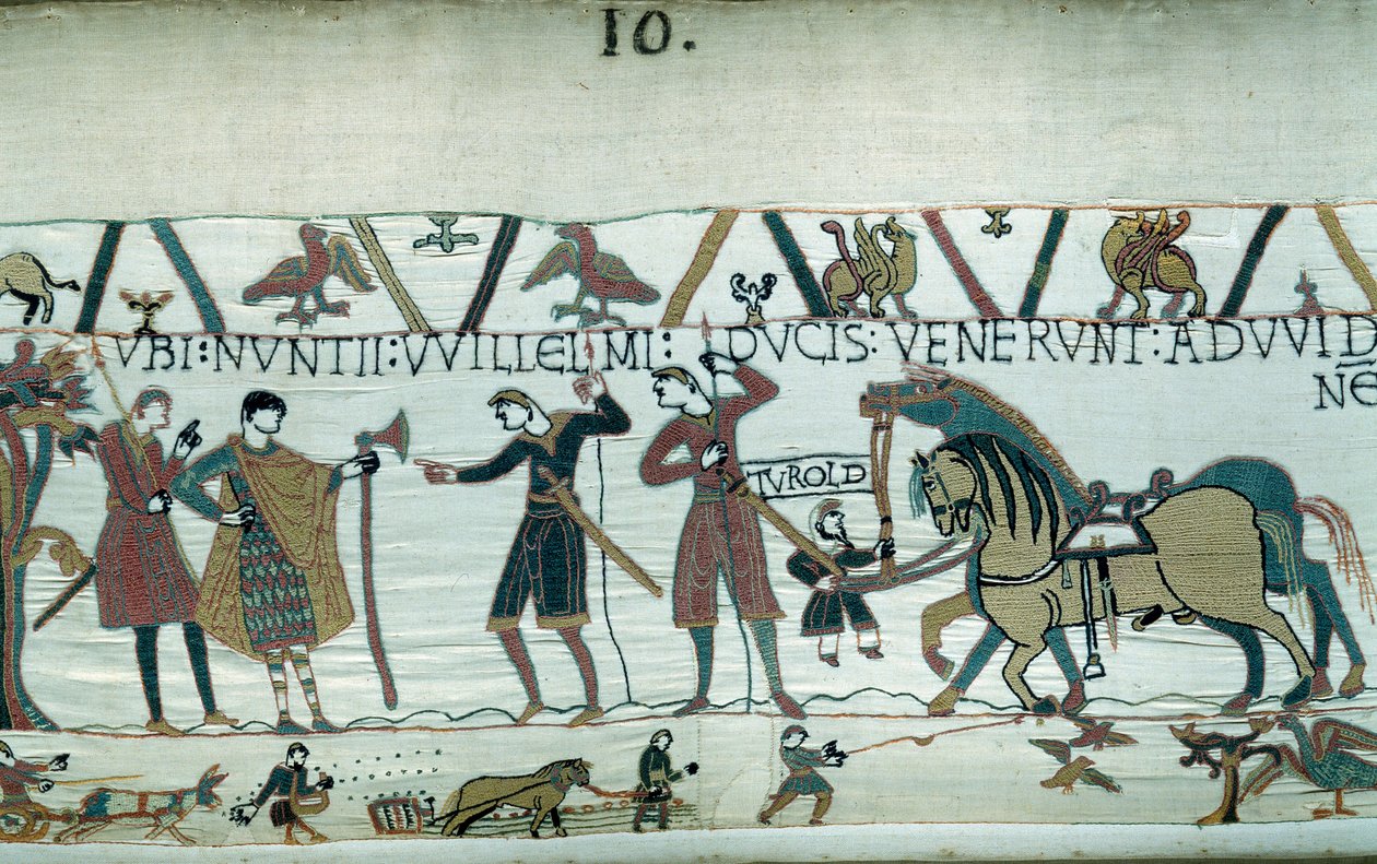 Harold, som kom for å informere hertugen av Normandie Vilhelm Erobreren (1027-1087) om at han ville bli etterfølger til Englands krone ved døden til Edward Bekjenneren, ble tatt til fange av grev Guy de Ponthieu. Hertugen av Normandie sendte utsendinger ti av Unknown artist