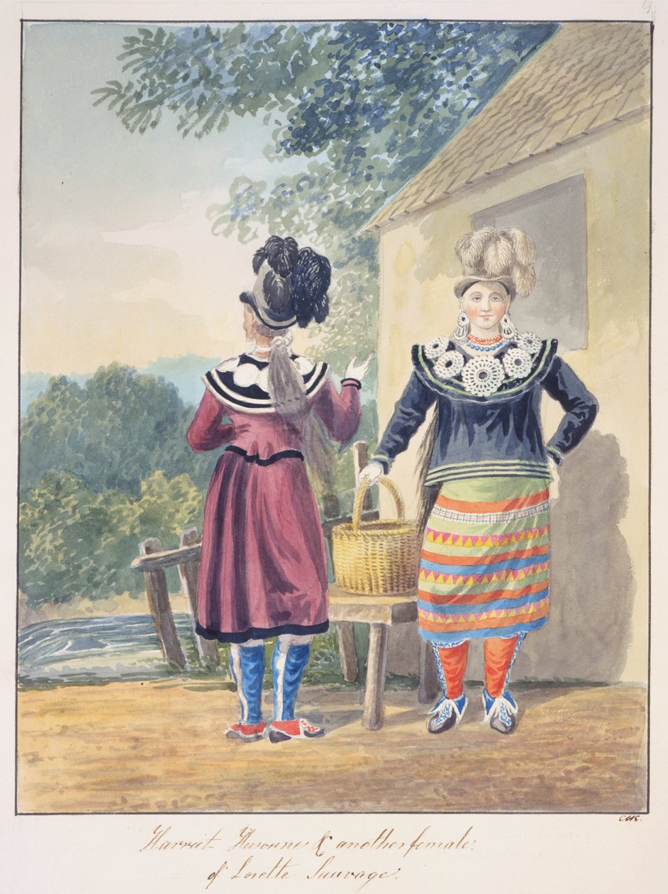 Harriet Huronne og en annen kvinne fra Lorette Sauvage, ca. 1843-50 (akvarell) av Unknown artist