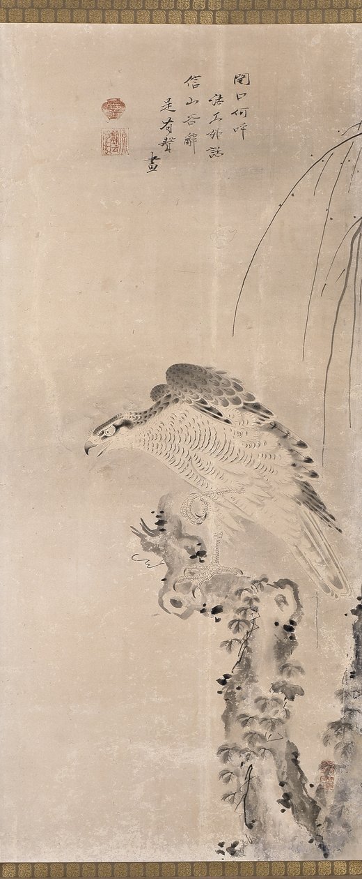 Hawks And Prey (blekk på papir) av Unknown artist