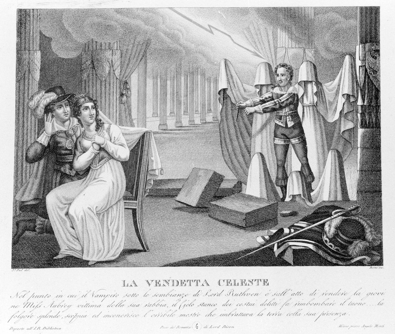 Himmelsk hevn - ifølge den nye "" The Vampire"" først tilskrevet Lord Byron (1788-1824), engelsk poet. så til sekretæren hans Polidori. 1816. av Unknown artist