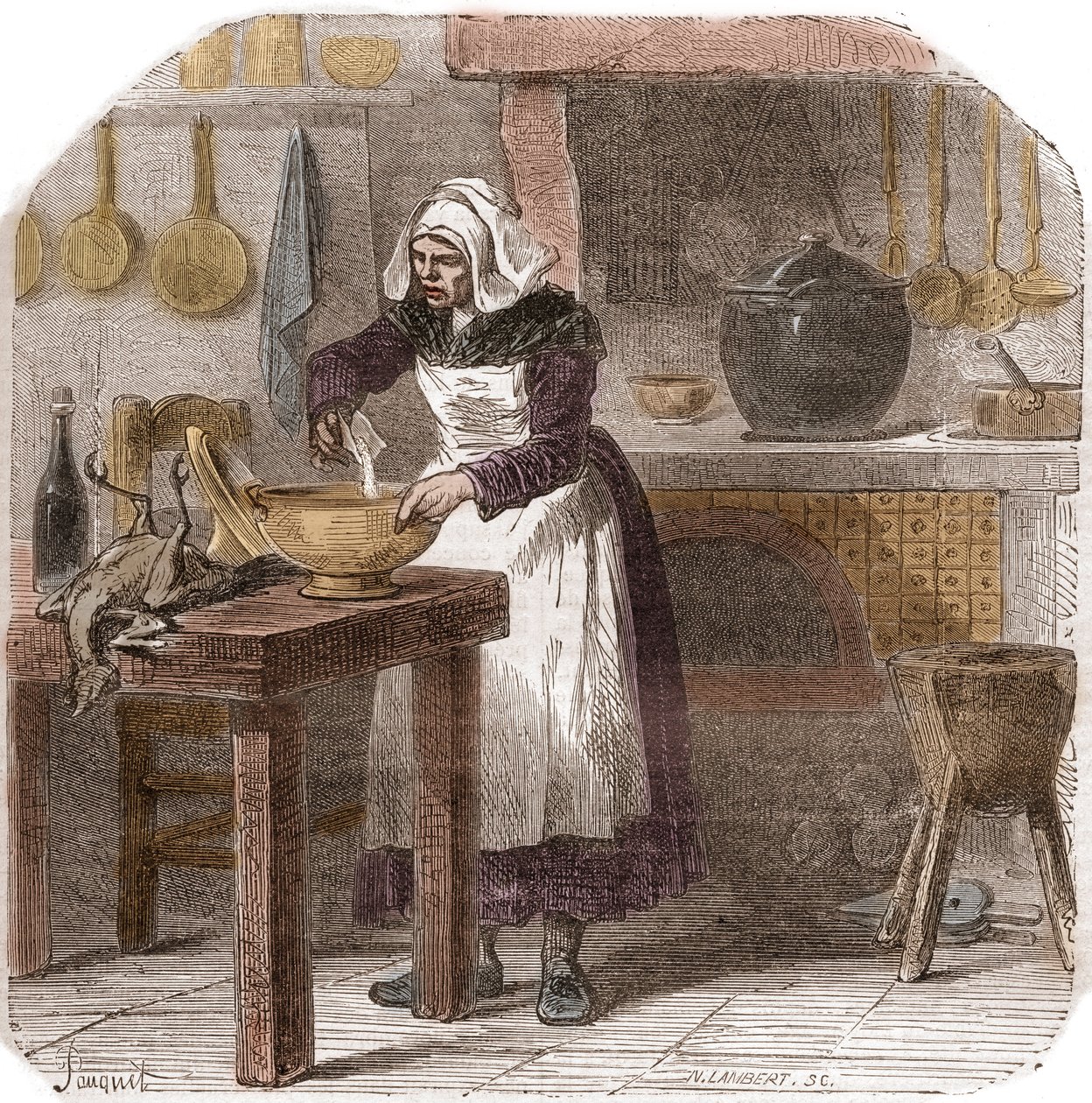 Helene Jegado (1803-1852) Fransk hushjelp og seriemorder - L'poisonneuse Helene Jegado (1803-1852) - Gravering fra 1800-tallet av Unknown artist