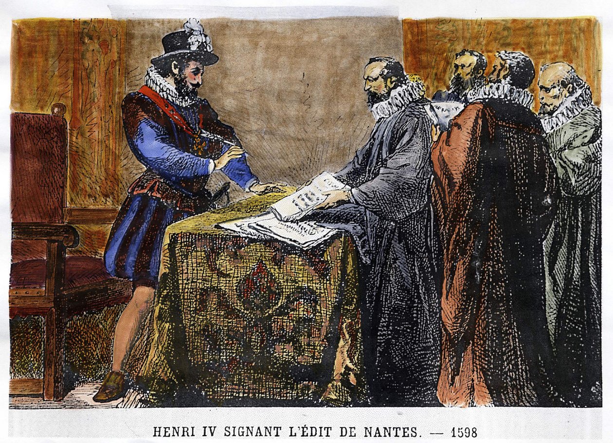 Henri IV (1553 - 1610) signerte Edit de Nantes i 1598. av Unknown artist