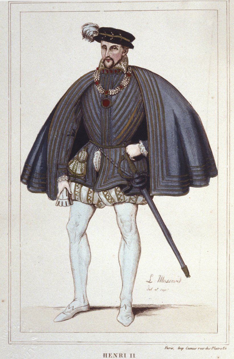 Henry II, konge av Frankrike (1519 - 1559) gravering fra 1830 av Unknown artist