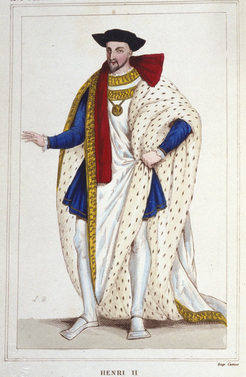 Henry II, konge av Frankrike (1519 - 1559) gravering av 1830 av Unknown artist