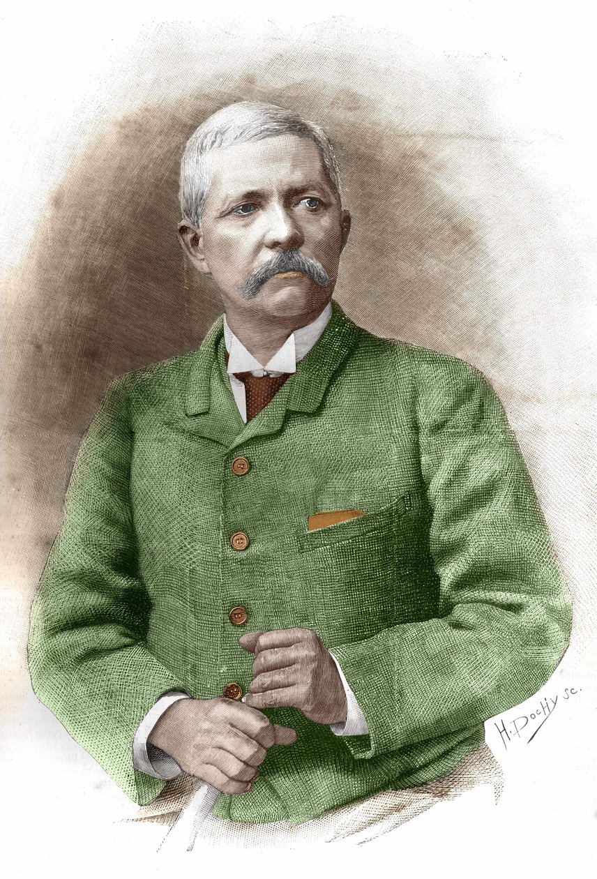 Henry Morton Stanley (1841 - 1904) i Kairo 17.01.1890. Britisk journalist og oppdagelsesreisende. Gravering av 1800-tallet. av Unknown artist