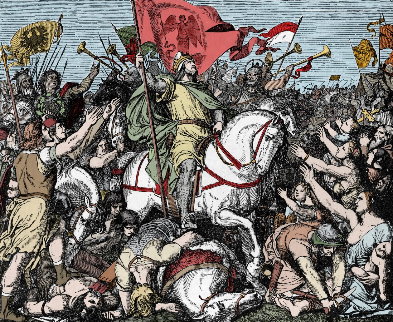 Henry the Fowler utropt til konge av Øst-Francia - Henry I av Germania (eller av Sachsen, kjent som Henry the Oiseleur, 876-936) utropt til konge av Vest-Francia i 919 av Unknown artist