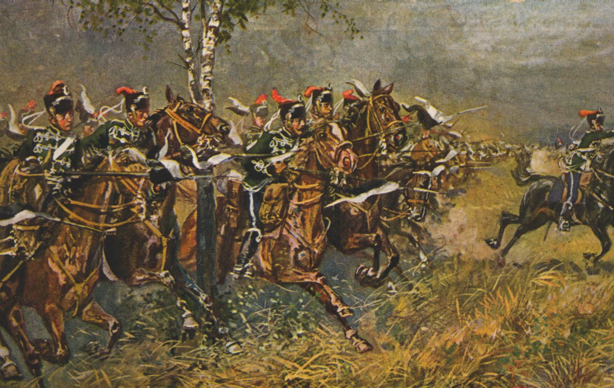 Historisk postkort med krigsmotiv, angrep på prøyssiske tropper, Tyskland av Unknown artist