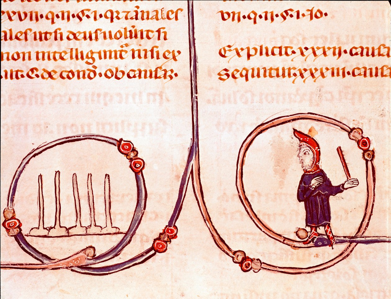Historien om kanonisk lov: "" Bowlingspillet""" Miniatyr hentet fra "" Decret de Gratien"" ("Concordia discordantium canonum" eller "Decretum Gratiani") dateres fra 1140 og regulerer lovene og kanonene til den romersk-katolske kirke . Laon fra 1200-tallet, av Unknown artist