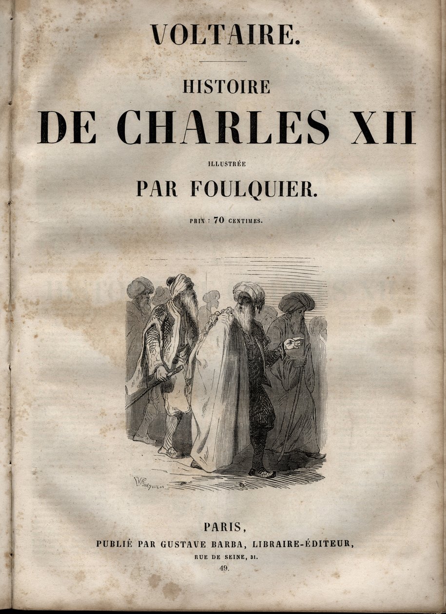 History of Charles XII (Carl) (1682-1718), King of Sweden - by Voltaire - edition ca. 1846 av Unknown artist