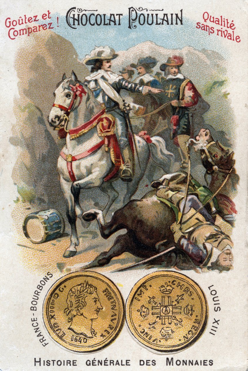 Frankrikes historie: Mantuas arvefølgekrig (1628–1631) under trettiårskrigen. Slaget ved Pas de Suze (Susa) som representerer kong Ludvig XIII (1601-1643) og kardinal Richelieu (Armand Jean du Plessis av Unknown artist