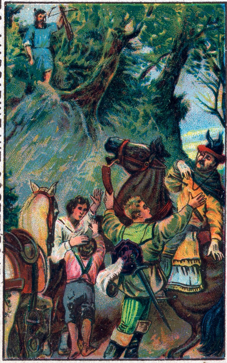 Historien til Guillaume Tell (William Tell) (legendariske helter fra sveitsisk uavhengighet): Gesslers død. Kromolitografi fra slutten av 1800-tallet. av Unknown artist