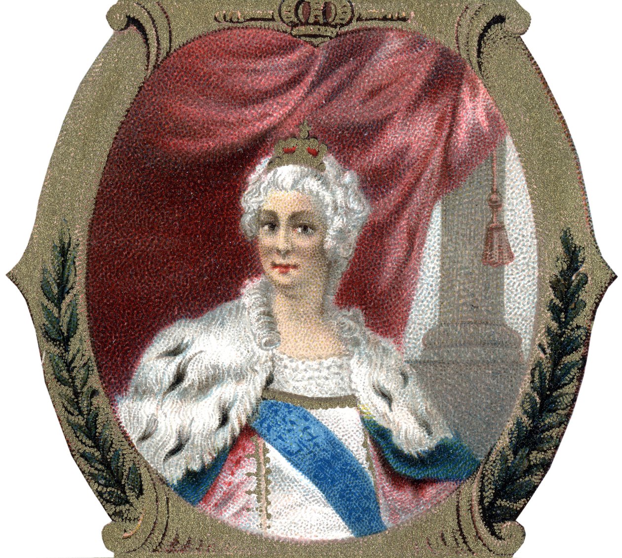 Russlands historie: Portrett av Katarina II av Russland (1729-1796). Sen kromolitografi på 1800-tallet. av Unknown artist