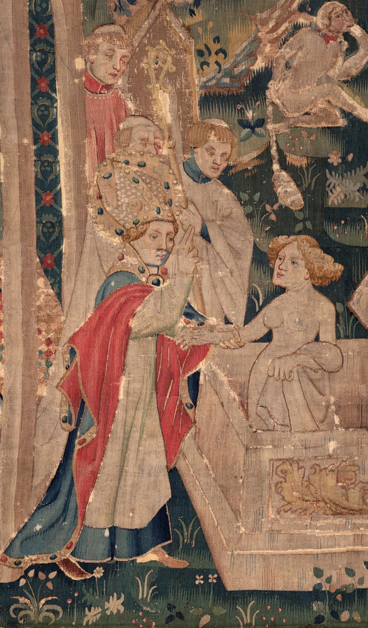 Historien om Saint Piat og Saint Eleuthère, scene 12: Oppstandelsen til tribunens datter Detalj. av Unknown artist