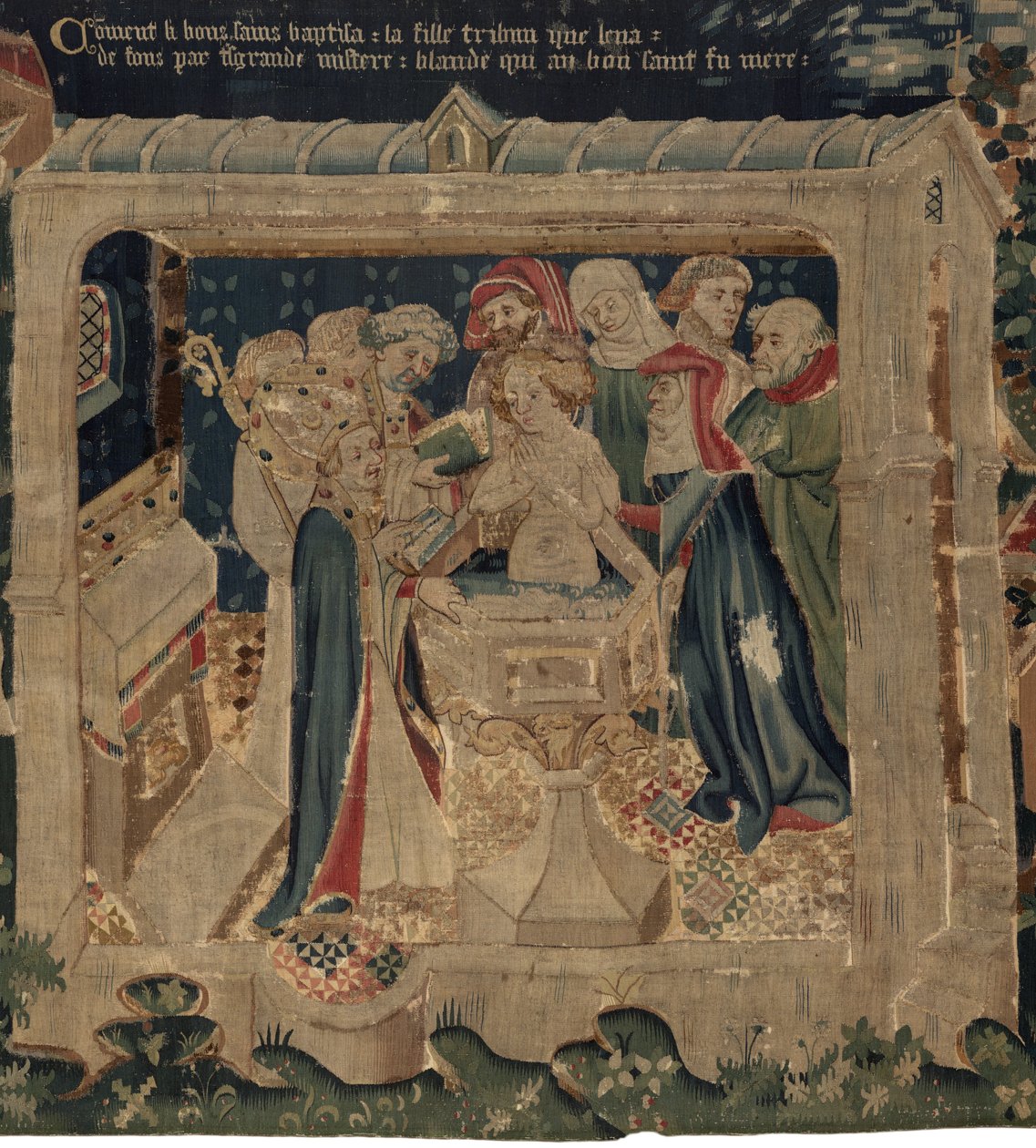 Historien om Saint Piat og Saint Eleuthère, scene 13: Dåpen til Blanda av Unknown artist